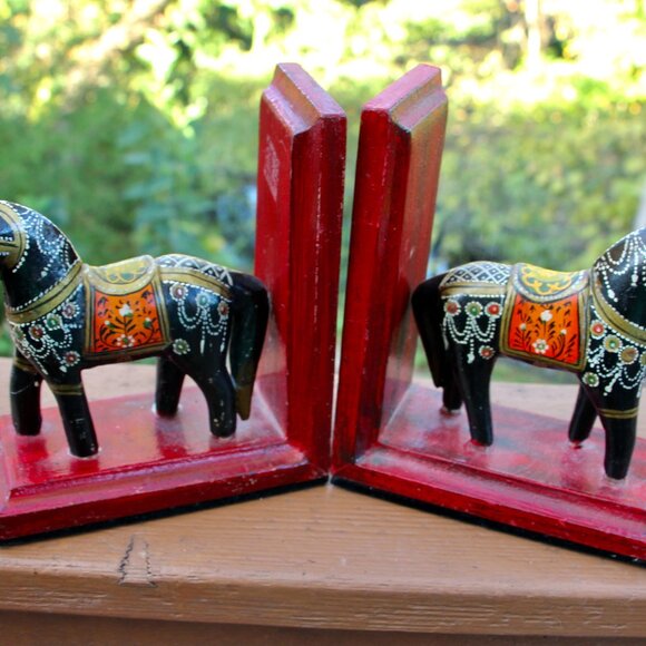 Vintage wooden horse/donkey wooden bookends - Picture 5 of 6